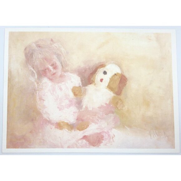 5"x7" Print TEDDY BEAR DREAM by Texas Impressionist Oil Painter HENRIETTA MILAN - Picture 1 of 2